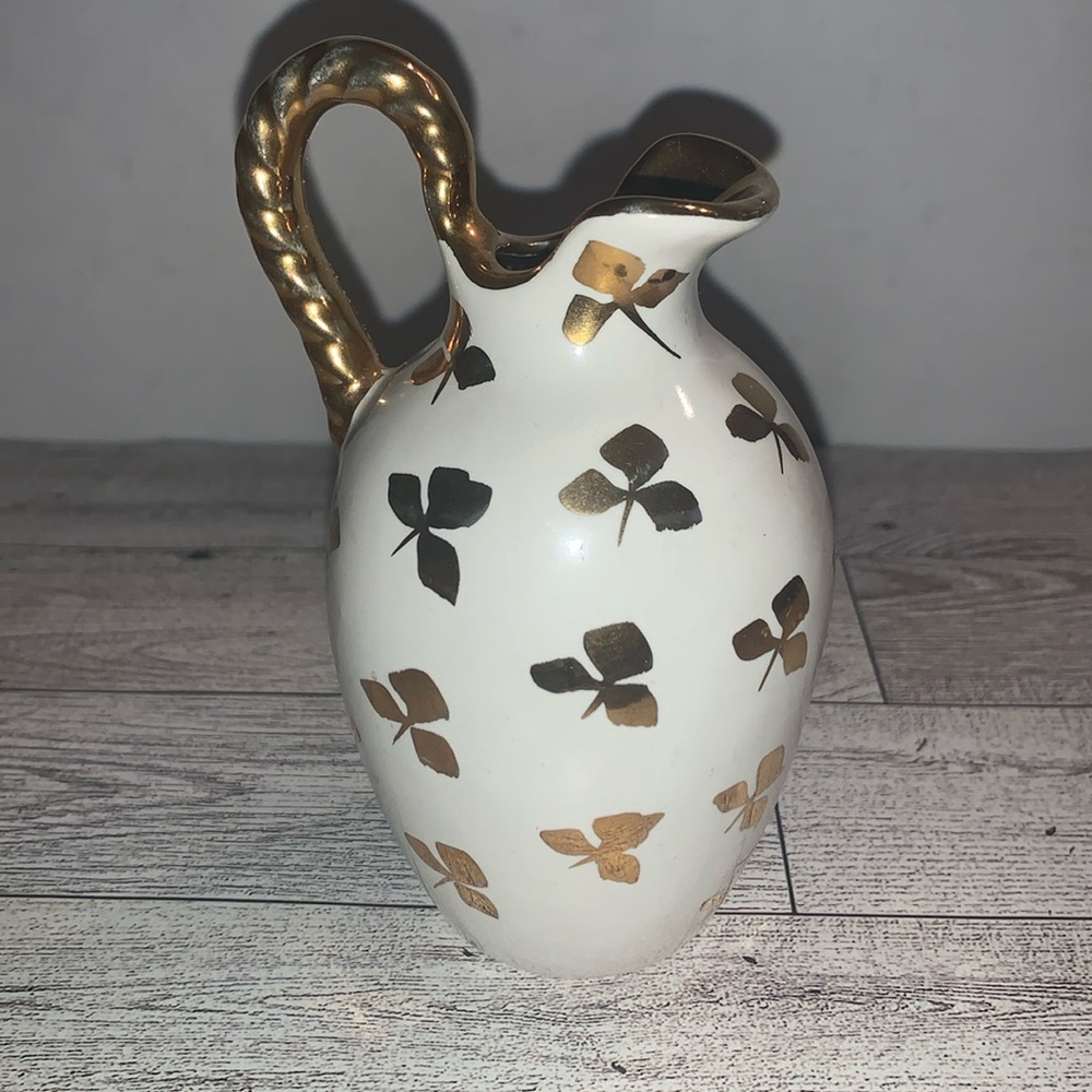 Le Pere Pottery Ivory & Gold Pitcher